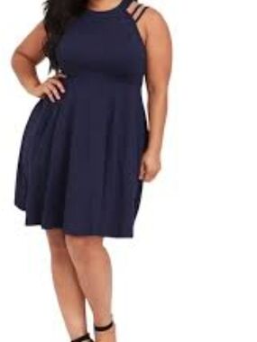 Torrid - Navy Double-Strap Fit & Flare Halter Dress